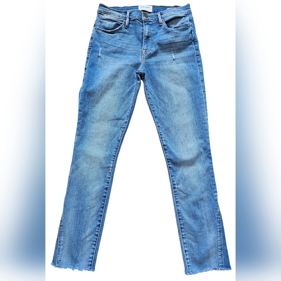 Frame Denim "Le High Skinny" jeans with manufacturers distressed marks, size 27 - Picture 3 of 10